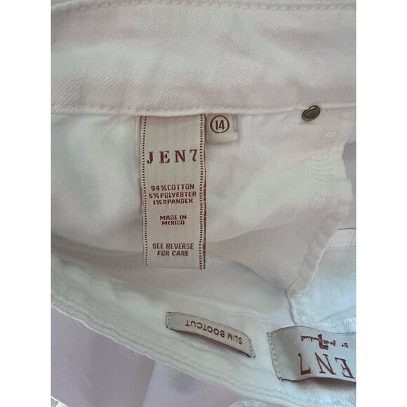 Jen 7 For All Mankind White Slim Bootcut Jean 14 Sculpting Stretch Brass Button - Picture 3 of 7